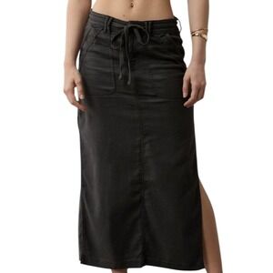 American Eagle Outfitters Charcoal Dreamy Drape Linen Blend Size 8 Minimalist